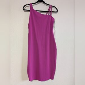 Susana Monaco NWT Fusia Purple Slant Chest Mock One Shoulder Mini Dress S